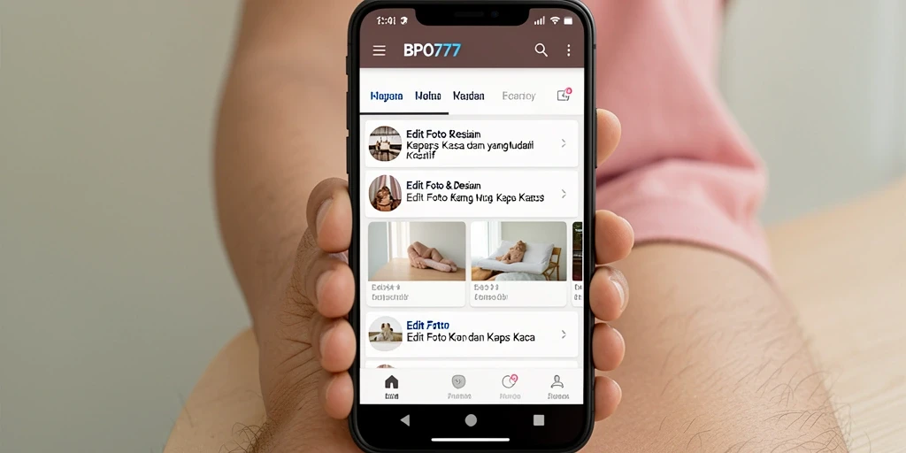 Tampilan antarmuka aplikasi BPO777 saat mengedit foto Kertas Kaca.