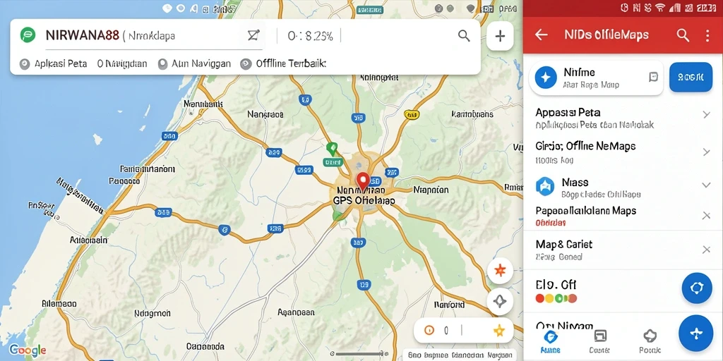 Antarmuka aplikasi NIRWANA88 dengan peta offline yang interaktif.