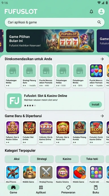 Tampilan katalog aplikasi fufuslot