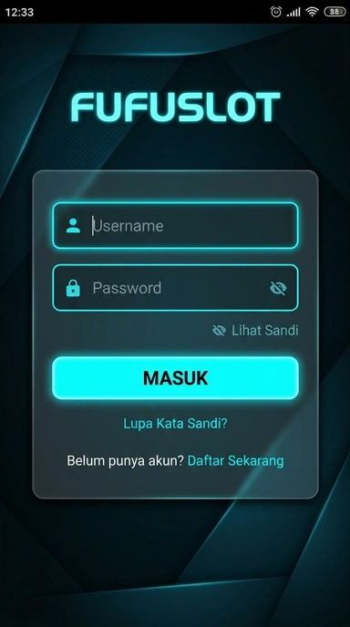 Tampilan halaman login fufuslot